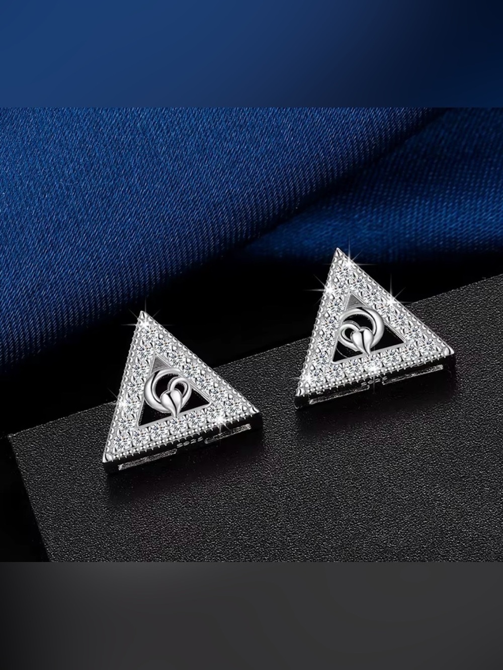 925 Sterling Silver 0.30 CTW Moissanite Triangle Stud Earrings